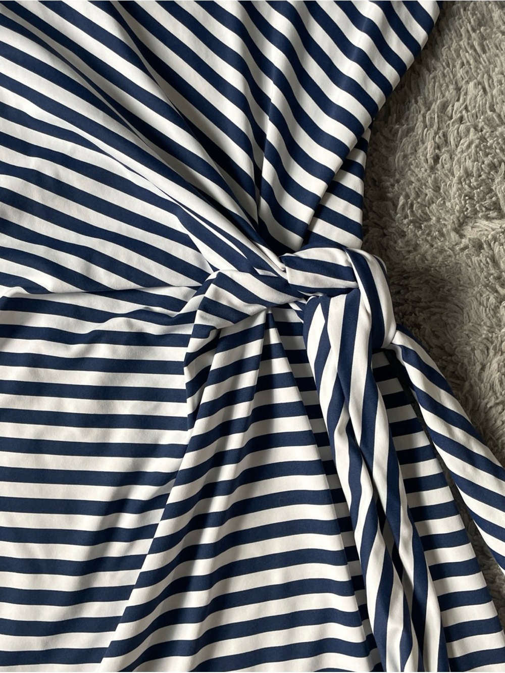 J. McLaughlin Elora Dress Navy White Stripe Catalina Cloth Tie Waist Size Medium - Picture 4 of 10